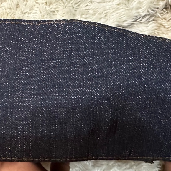 Vintage Blue Jean Denim Purse/Handbag, Wood Ring Handles - Picture 3 of 9